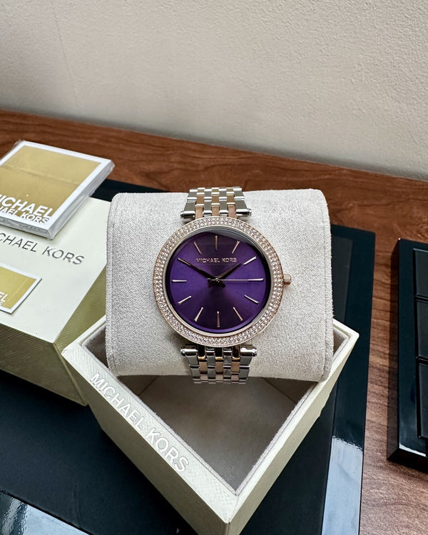 Michael Kors Darci MK3353 Women's Watch – Purple & Rose Gold Tone, 39 mm