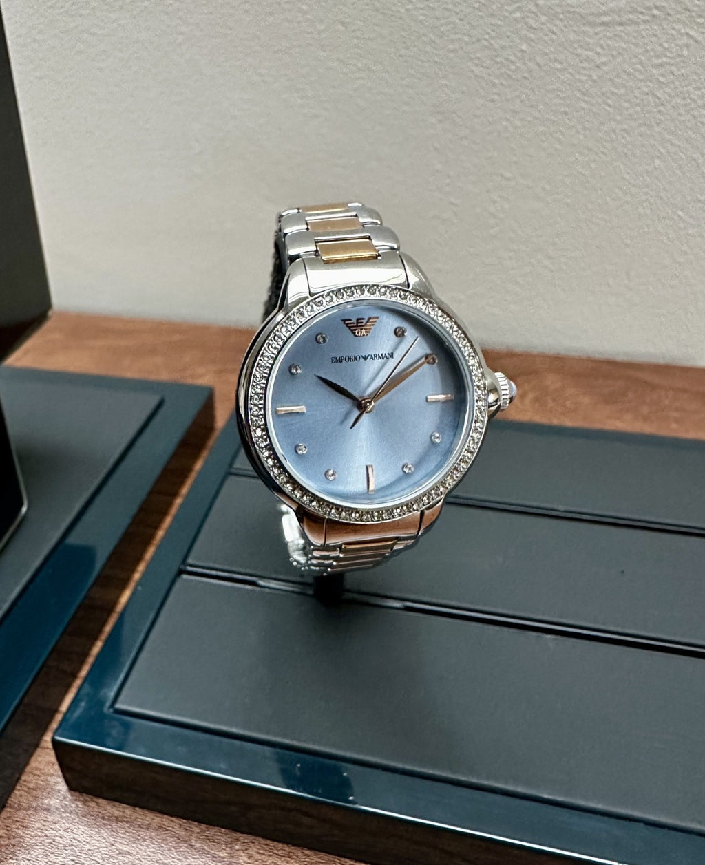 Emporio Armani AR11597 Ladies' Bracelet Watch, Blue & Rose Gold – photo 2