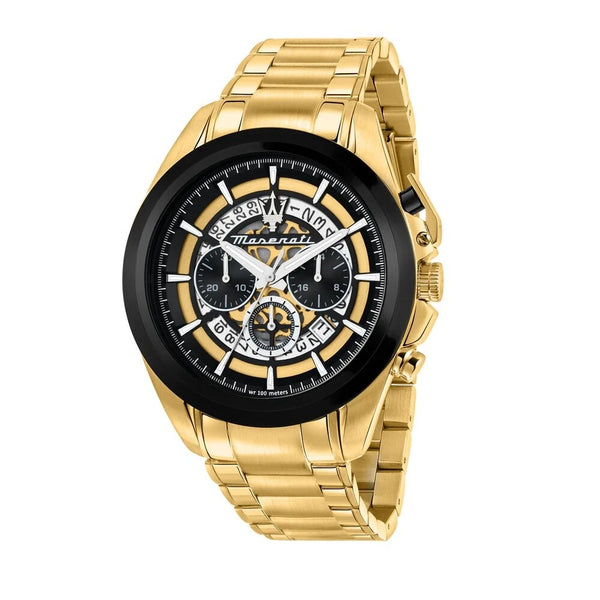 Maserati Traguardo R8873612058 Men's Chronograph Watch – Black & Gold, 45 mm
