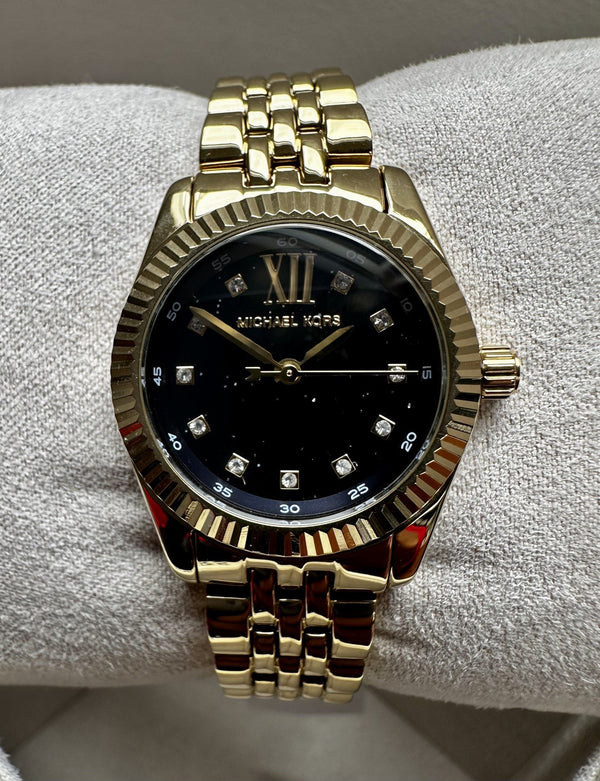 Michael Kors Lexington MK4802 Women's Watch – Dark Blue Diamond Dial & Gold, 26 mm