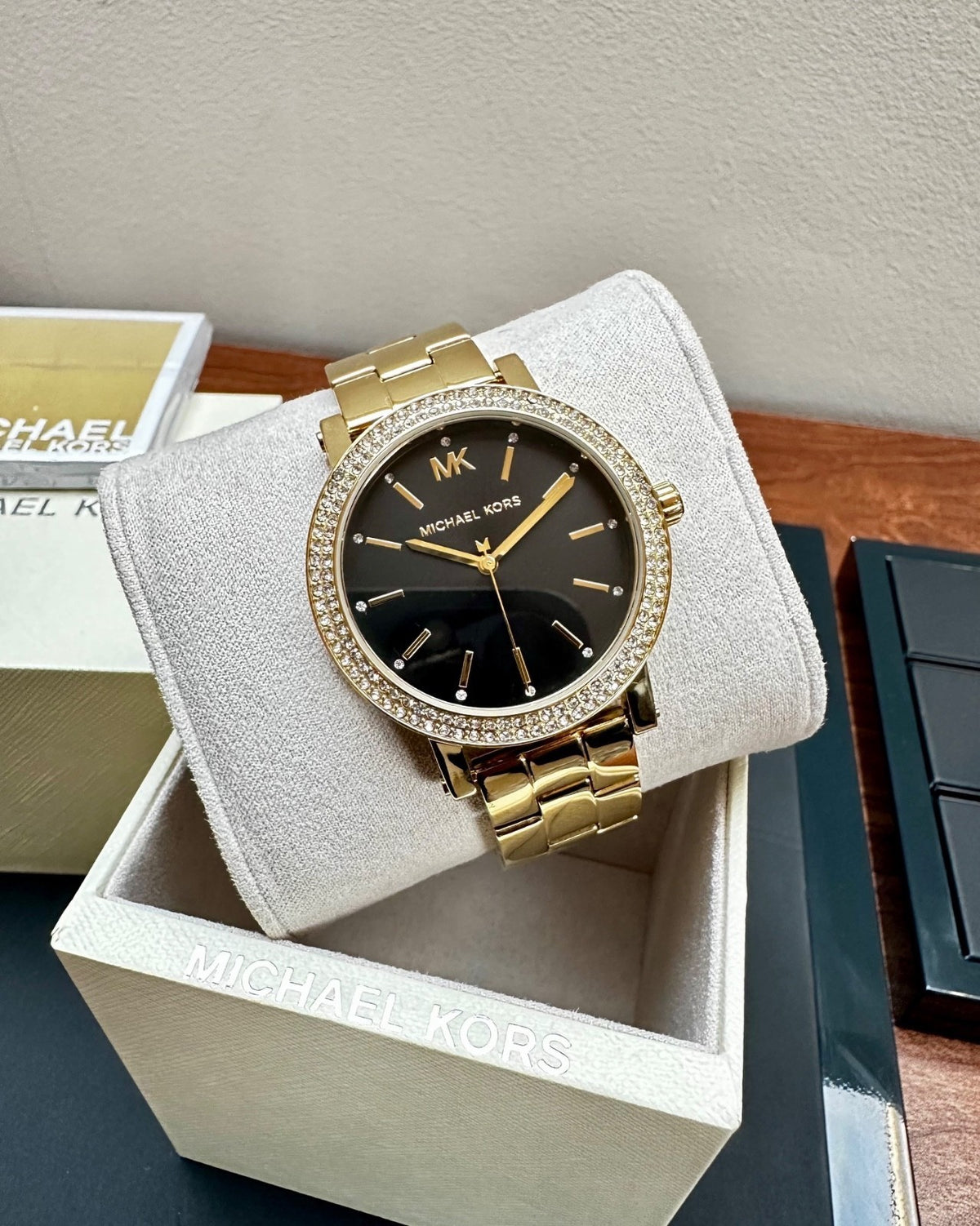 Michael Kors Corey MK7345 Women's Watch, Gold & Black Crystal Pavé, 38 mm – photo 2