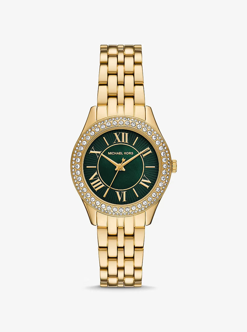 Michael Kors Harlowe MK4870 Watch, Pavé Green Mother of Pearl & Gold, 33 mm – photo 1