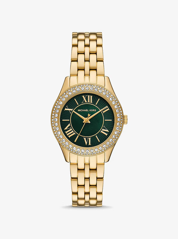 Michael Kors Harlowe MK4870 Women's Watch – Pavé Green Mother of Pearl & Gold, 33 mm
