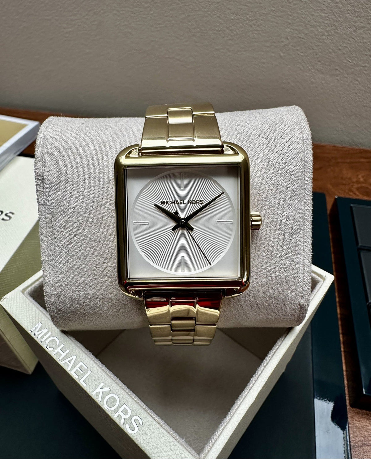 Michael Kors Lake MK3644 Ladies' Square Watch, White & Gold Tone – photo 1