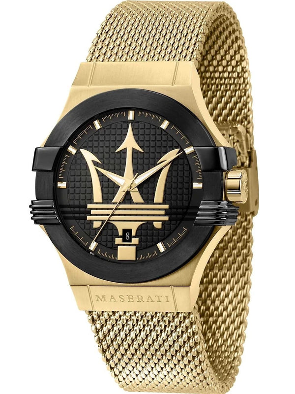 Maserati Potenza R8853108006 Men's Watch – Black & Gold Tone Mesh, 42 mm