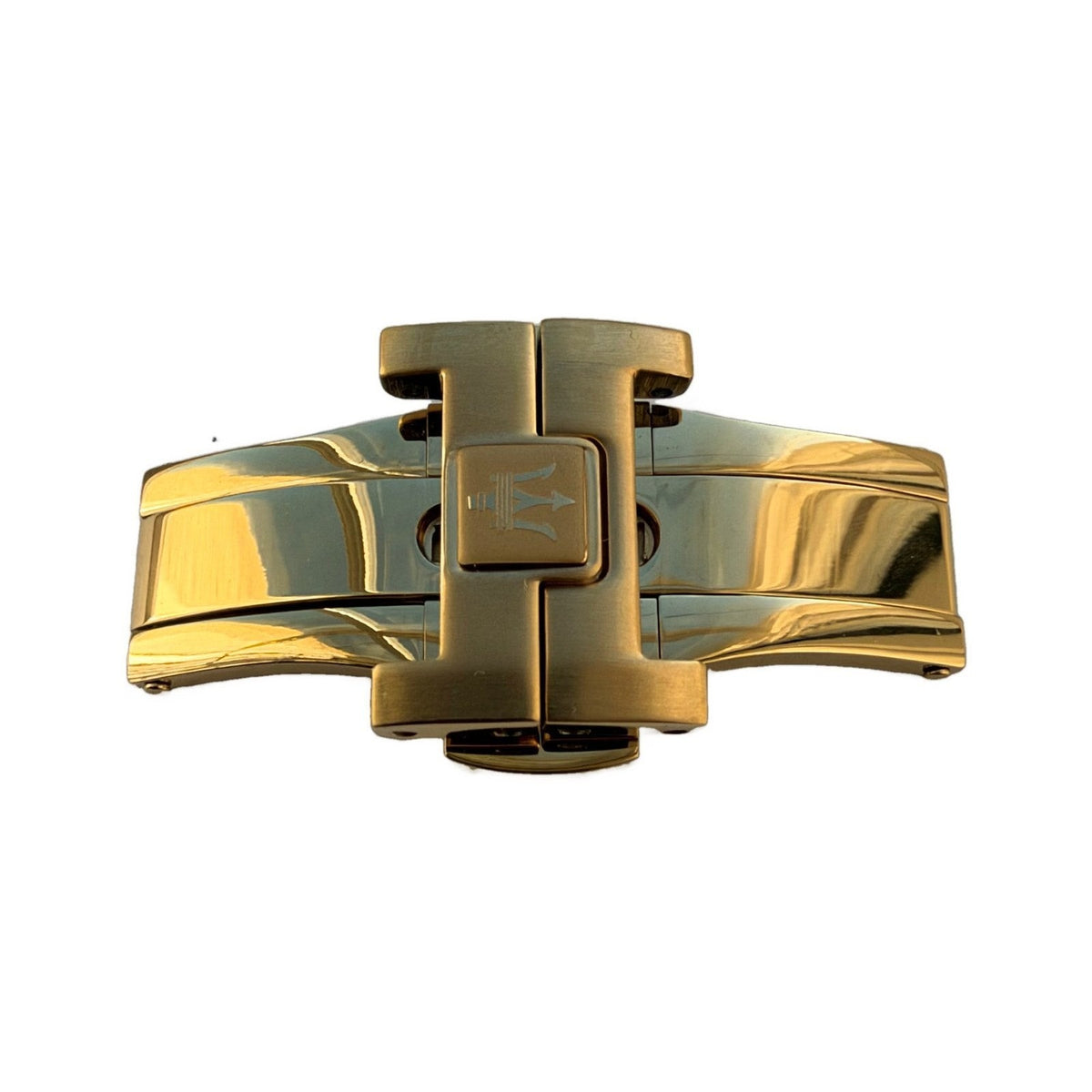 Maserati Stile R8873642001 genuine gold butterfly clasp – closed, trident logo