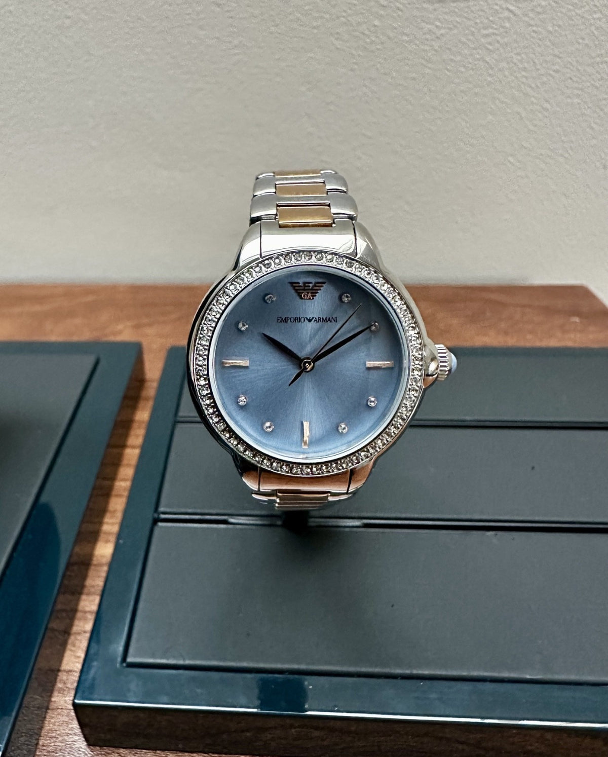 Emporio Armani AR11597 Ladies' Bracelet Watch, Blue & Rose Gold – photo 1
