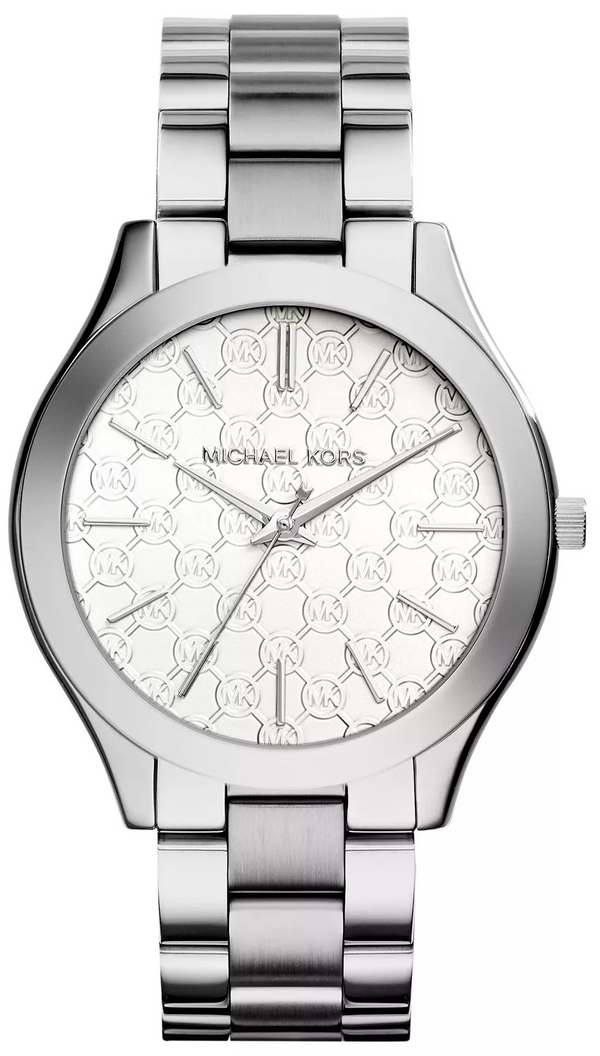 Michael Kors Slim Runway MK3371 Women's Watch – Silver Tone Logo Dial, 42 mm