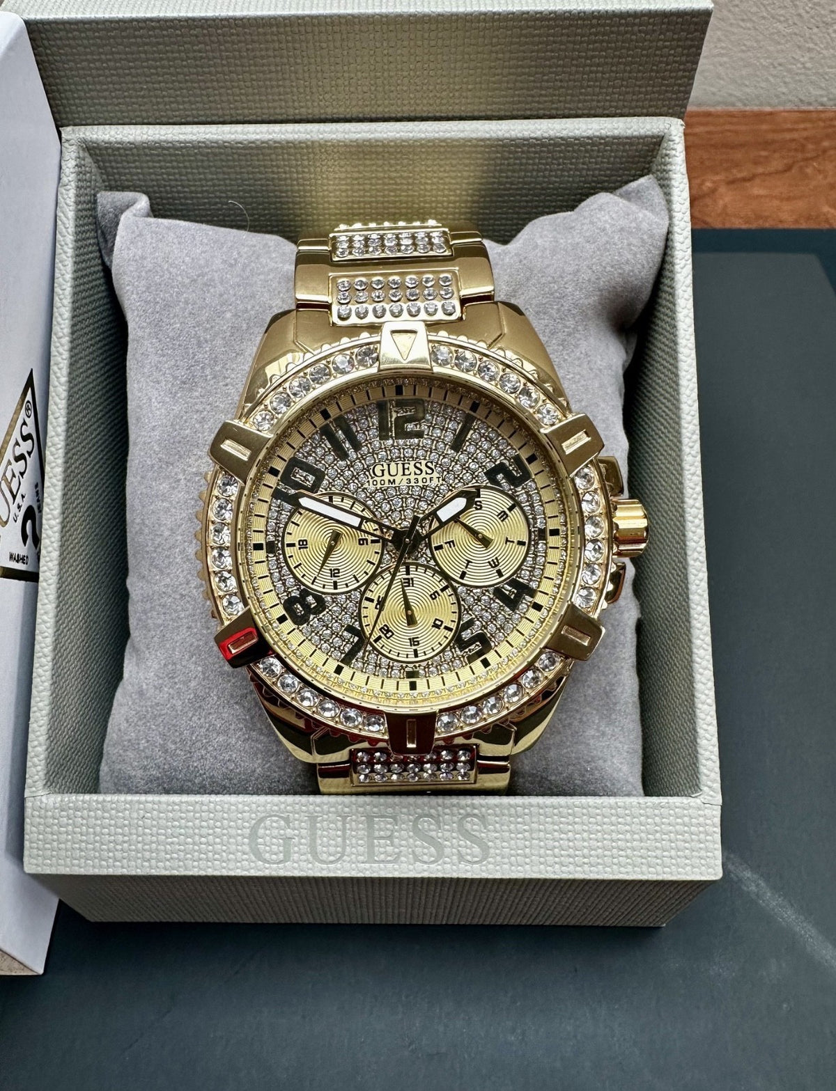 GUESS Frontier W0799G2 Men's Chronograph Watch, Gold Crystal & Steel, 48 mm – photo 2