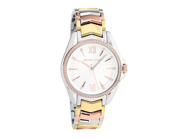 Michael Kors Whitney MK6686 Women's Watch – Tri-Tone & Crystal Bezel, 40 mm