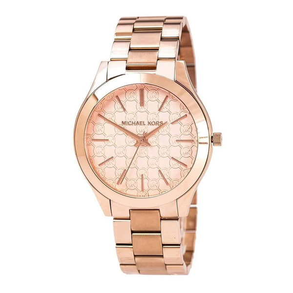 Michael Kors Slim Runway MK3336 Women's Watch – Rose Gold Tone Logo Dial, 42 mm