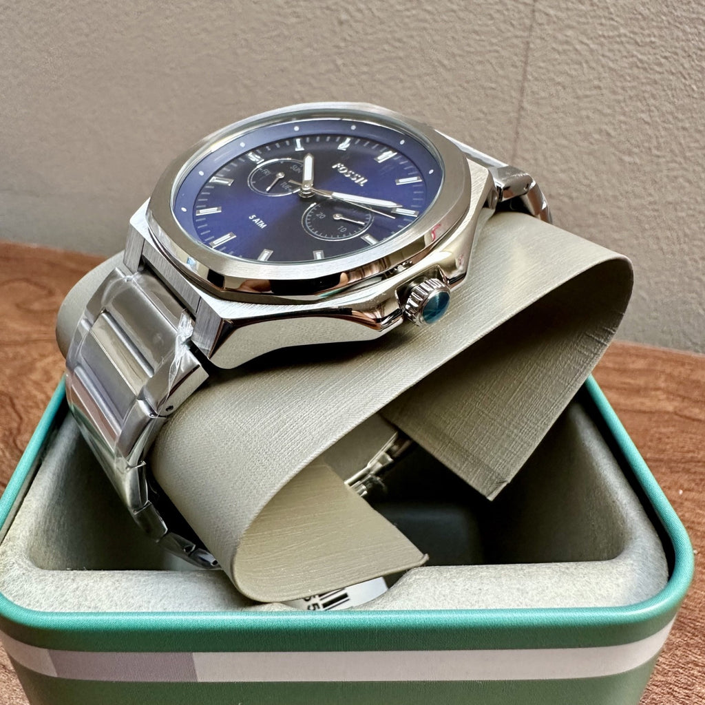 Fossil Evanston BQ2610 Men's Multifunction Watch, Navy & Steel, 45 mm – photo 4