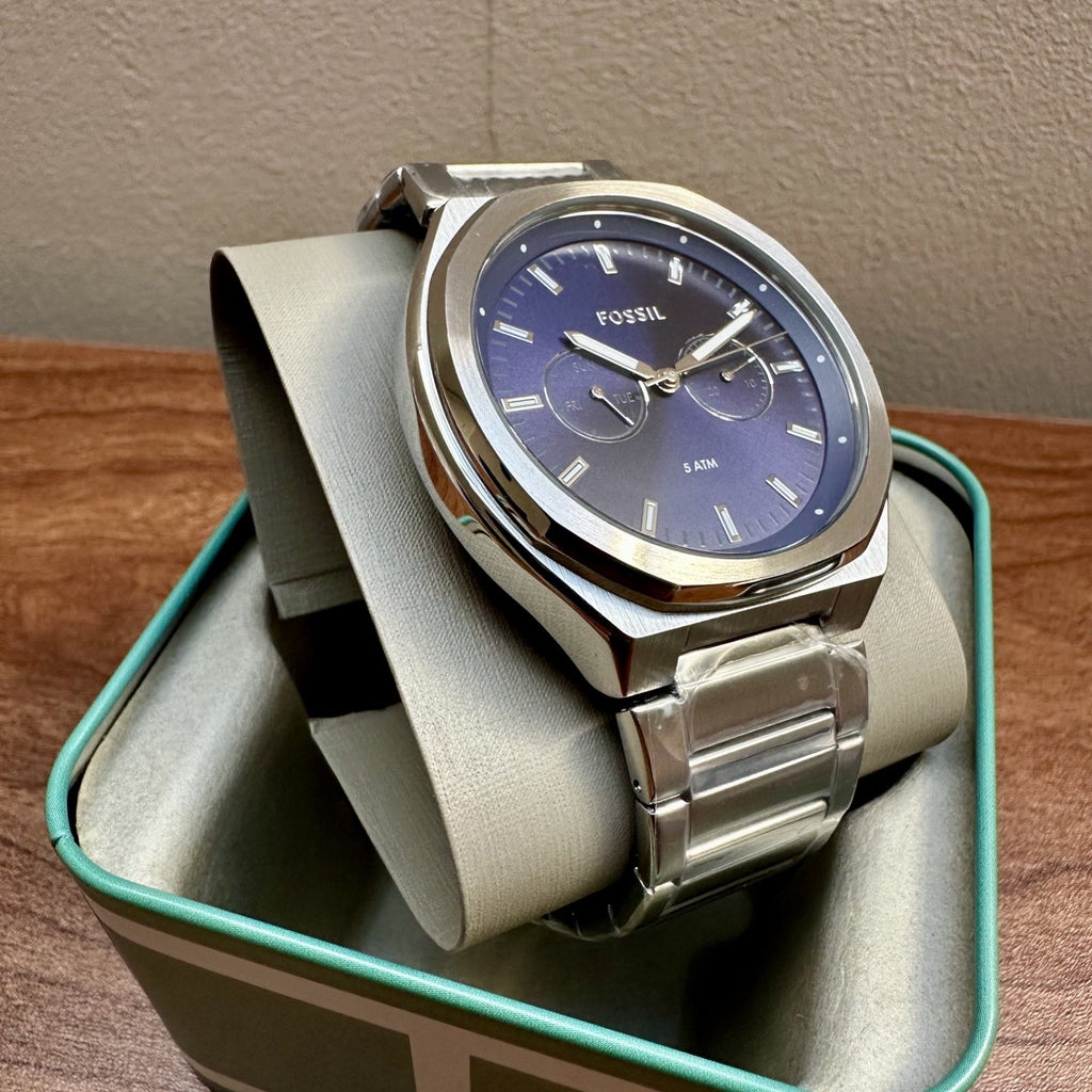 Fossil Evanston BQ2610 Men's Multifunction Watch, Navy & Steel, 45 mm – photo 2