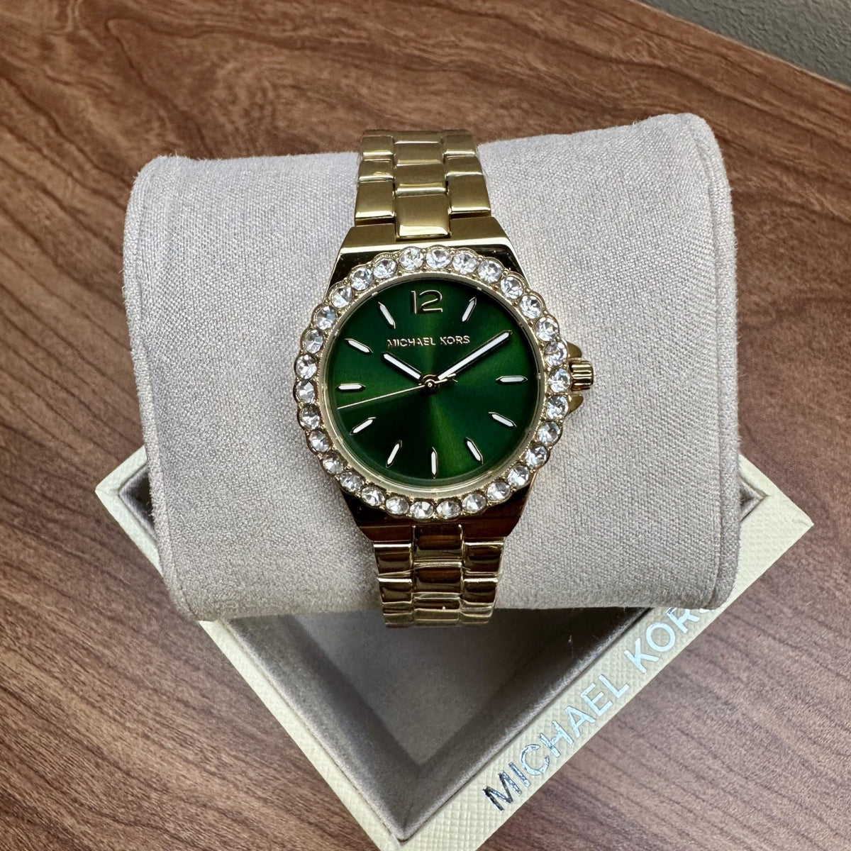 Michael Kors Lennox MK7395 Women's Watch, Green Crystal Dial & Gold, 30 mm – photo 1