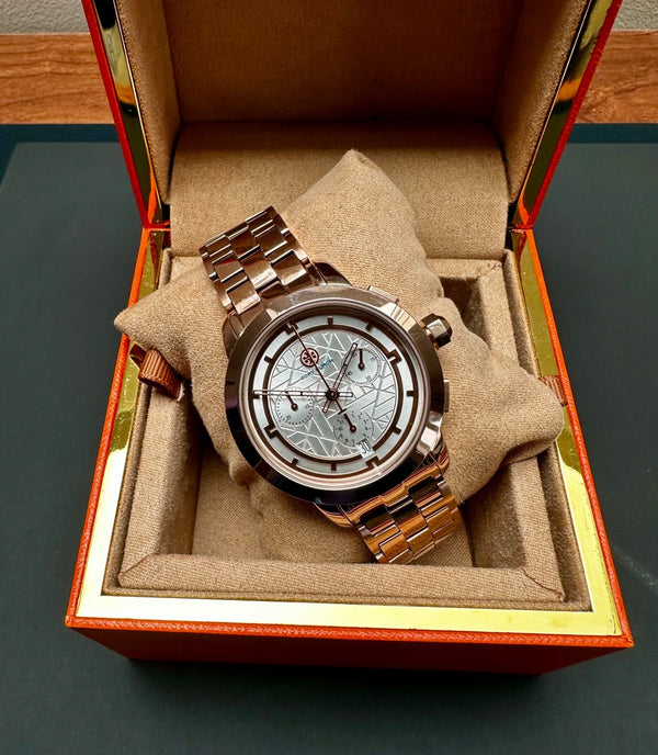Tory Burch Classic TBW1033 Women's Chronograph Watch – Ivory & Rose Gold Tone