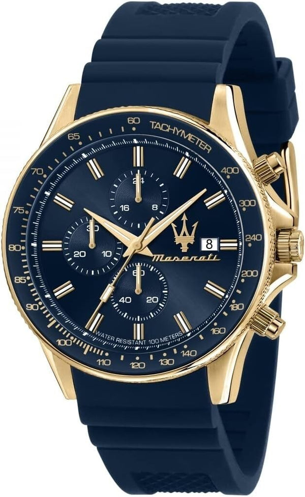 Maserati Sfida R8871640004 Men's Chronograph Watch – Blue & Silicone, 44 mm
