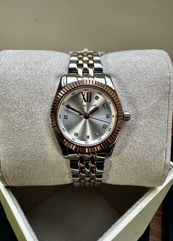 Michael Kors Lexington MK4817 Women's Watch – Pavé White Dial & Two-Tone Rose Gold