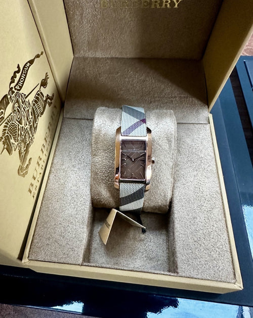 Burberry The Pioneer BU9510 Women's Watch, Rose Gold & Check Leather, 20 mm – photo 2