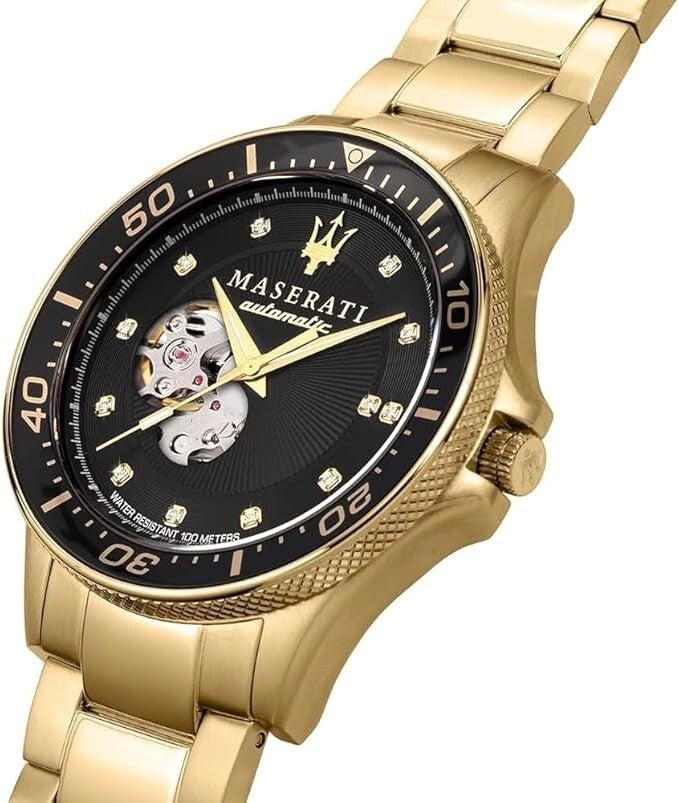 Maserati Sfida R8823140003 Automatic Watch, Gold Skeleton, Black & Gold Tone, 44 mm – photo 2