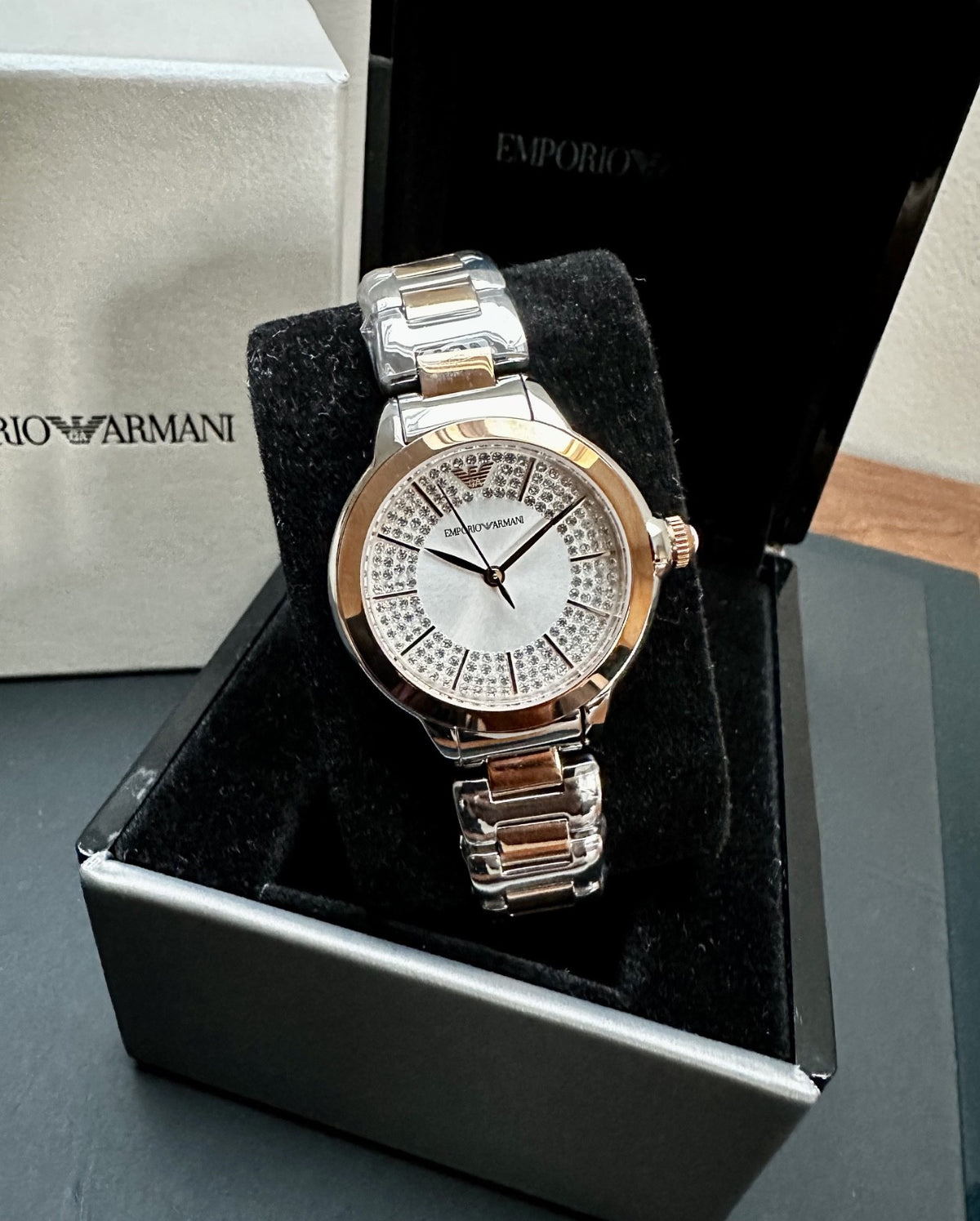 Emporio Armani AR11643 Ladies' Bracelet Watch, Diamond Dial & Rose Gold – photo 1