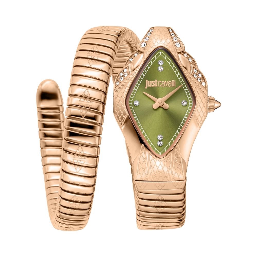 Just Cavalli Signature Snake JC1L306M0055 Women's Bangle Watch, Green & Rose Gold – photo 1