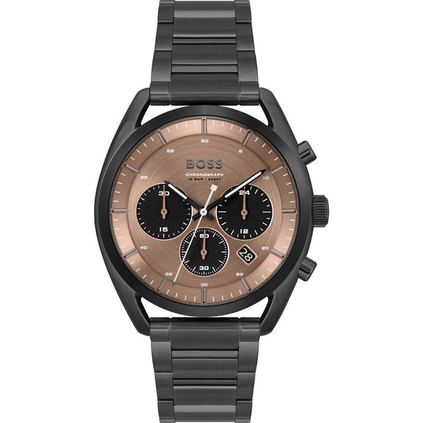 Hugo Boss 1514095 Men's Chronograph Watch – Brown Dial & Black Bracelet, 44 mm