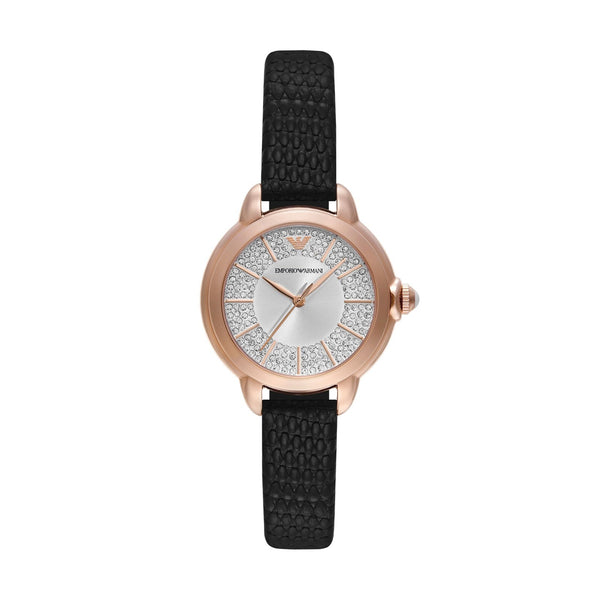 Emporio Armani AR11631 Women's Leather Watch – Diamond Dial & Rose Gold