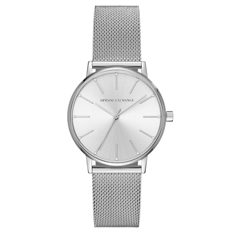 Armani Exchange Lola AX5535 Women's Three-Hand Watch, Silver Mesh – photo 1