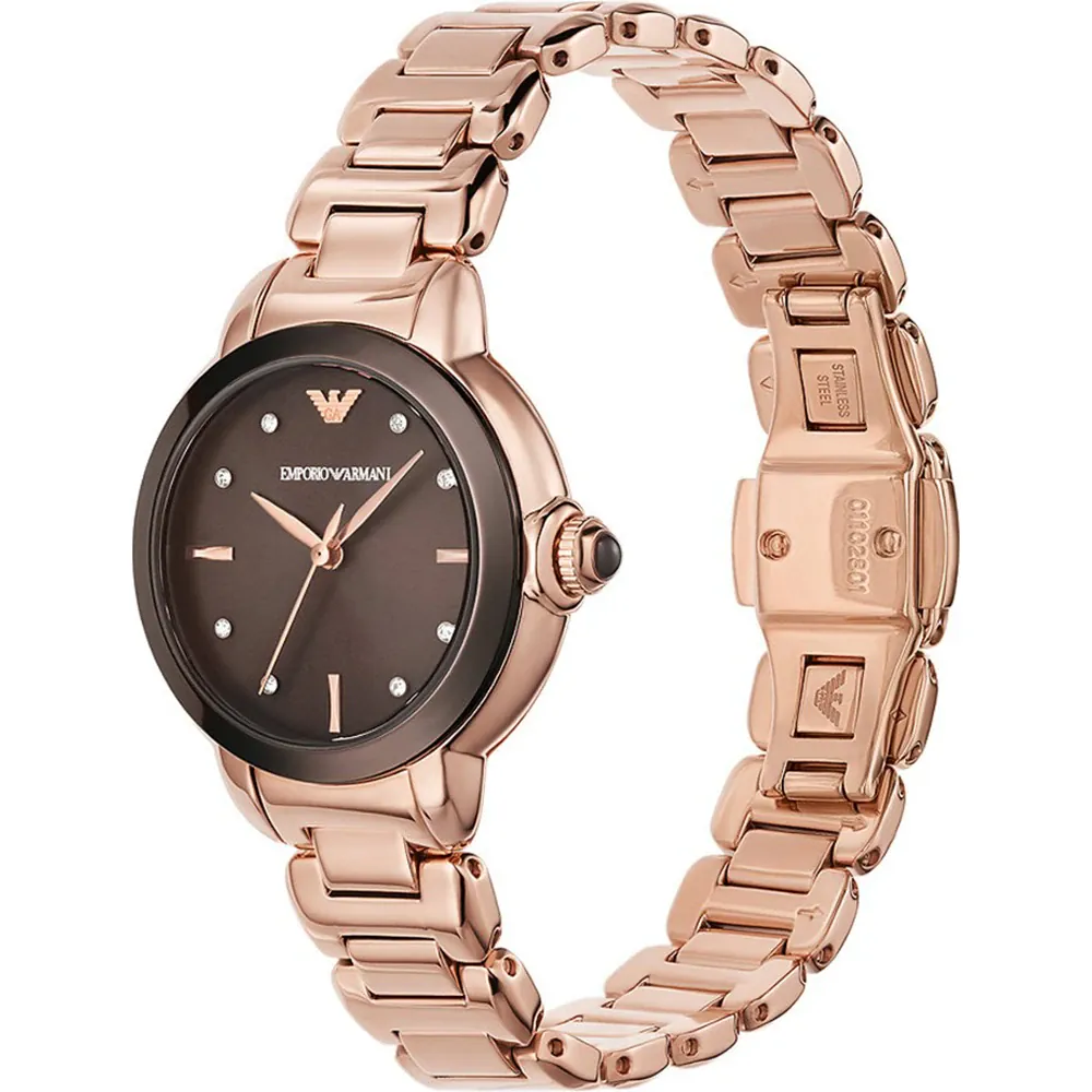 Emporio Armani AR11570 Ladies' Watch, Brown Dial & Rose Gold Tone – photo 2