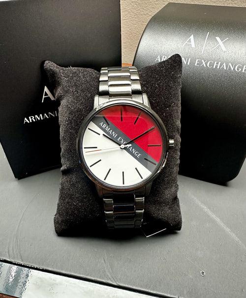 Armani Exchange AX2725 men's watch, red, black and white patterned dial, black steel – photo 1