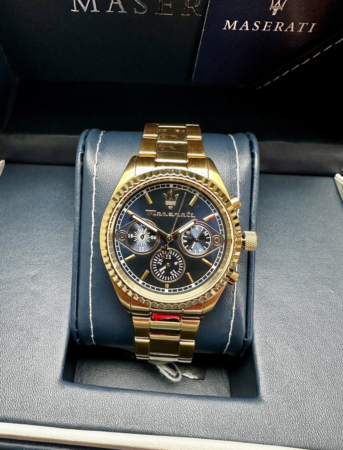 Maserati Competizione R8853100026 Men's Chronograph Day-Date Watch, Blue & Gold – photo 1