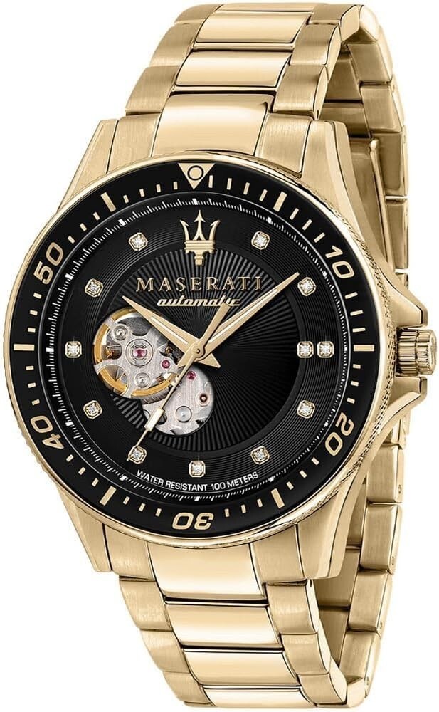 Maserati Sfida R8823140003 Automatic Watch, Gold Skeleton, Black & Gold Tone, 44 mm – photo 1