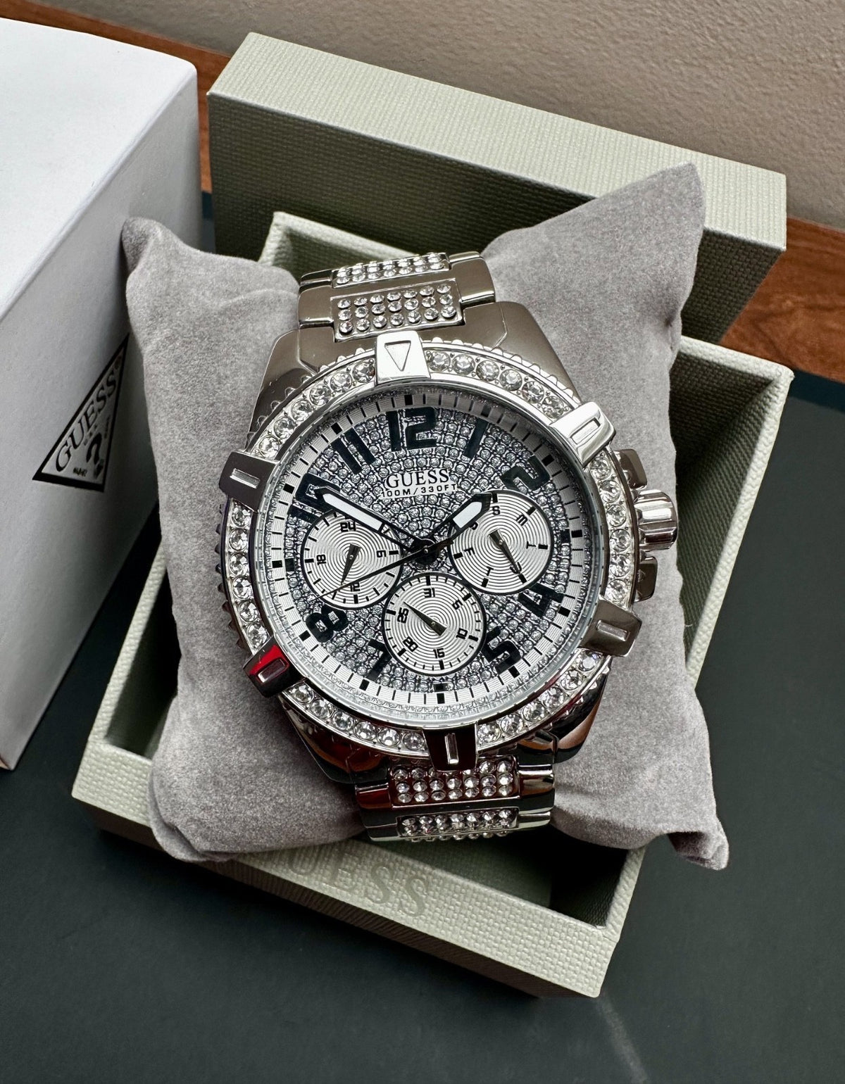 GUESS Frontier W0799G1 Men's Chronograph Watch, Silver Crystal & Steel, 48 mm – photo 1
