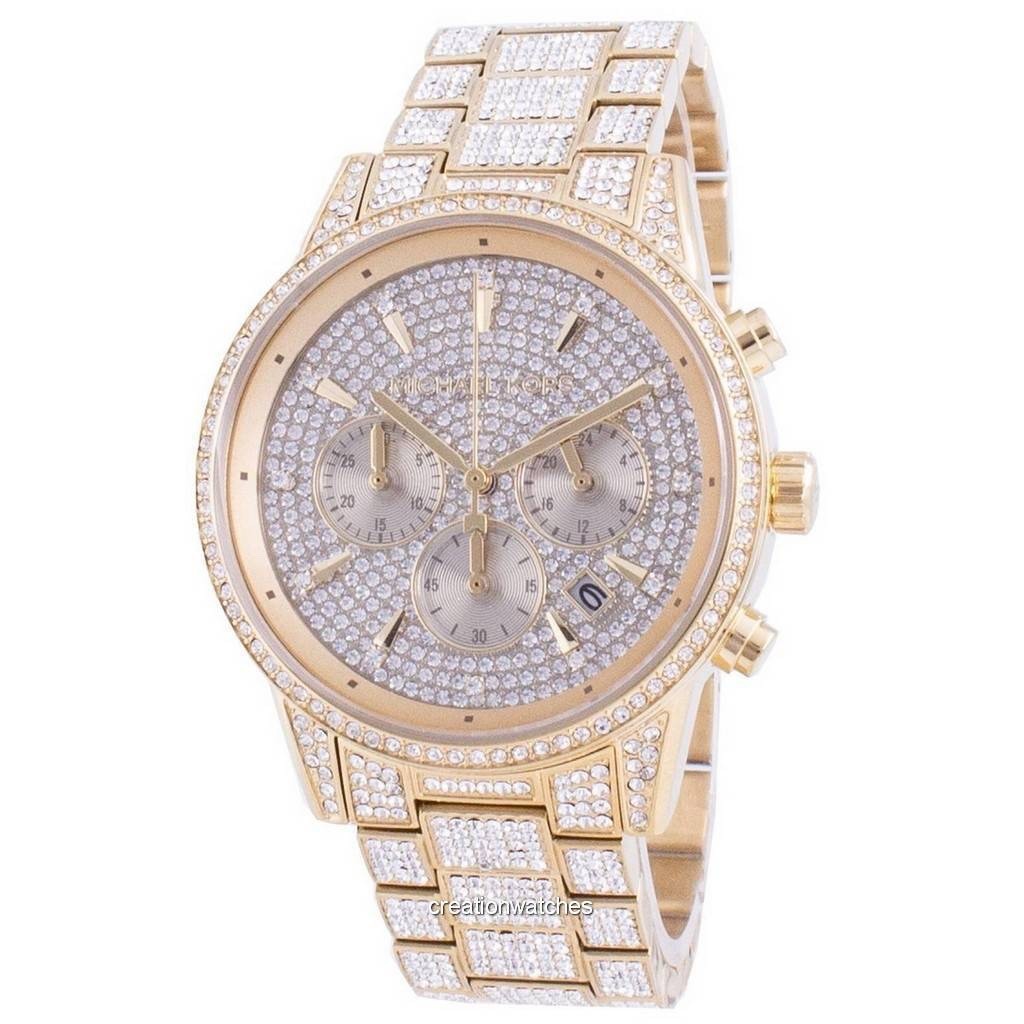 Michael Kors Ritz MK6747 Ladies' Crystal Pavé Chronograph Watch, Gold, 41 mm – photo 1