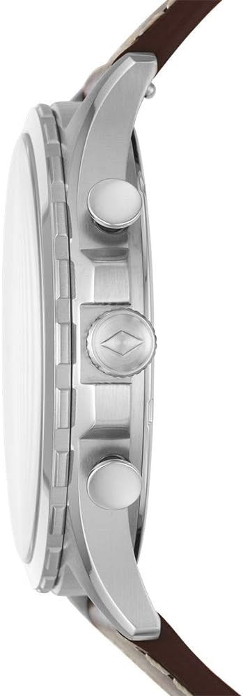Fossil Forrester FS5696 Men's Chronograph Watch, Cream Dial & Leather, 46 mm – photo 2