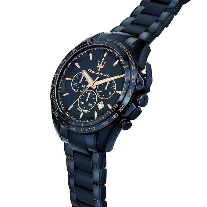 Maserati Traguardo R8873612054 Chronograph Watch, Blue & Rose Gold, 45 mm – photo 2