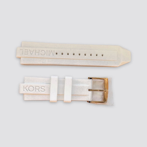 Michael Kors Lennox MK7248 Silicone Strap – White, 24 mm, Rose Gold Buckle