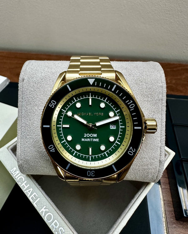 Michael Kors Maritime MK9162 Men's Watch – Green & Gold, 42 mm