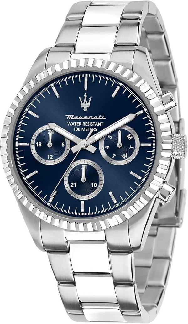 Maserati Competizione R8853100022 Men's Watch – Silver & Blue Dial, 43 mm