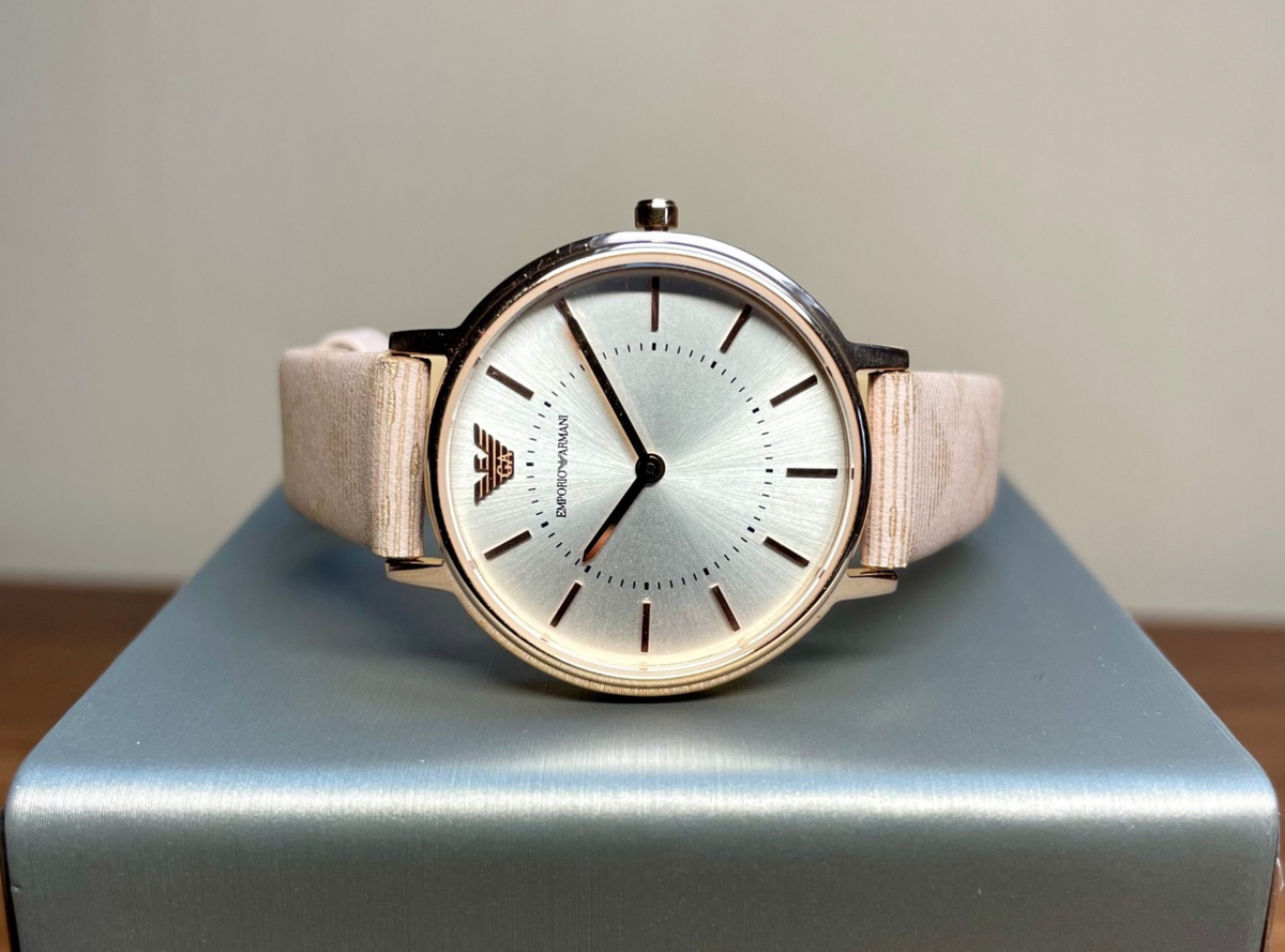 Emporio Armani Classic AR11008 Ladies' Leather Watch, Silver Dial & Rose Gold Tone – photo 2