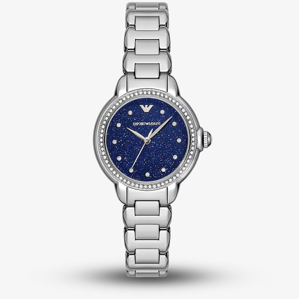 Emporio Armani AR11630 Ladies' Bracelet Watch, Blue Diamond Dial & Silver – photo 1