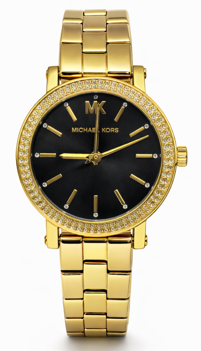 Michael Kors Corey MK7345 Women's Watch, Gold & Black Crystal Pavé, 38 mm – photo 1