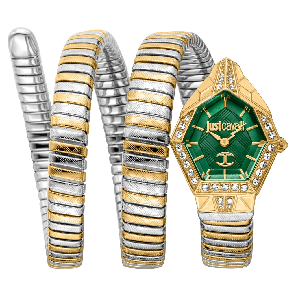 Just Cavalli Signature Snake JC1L304M0065 Women's Bangle Watch, Green & Gold – photo 1