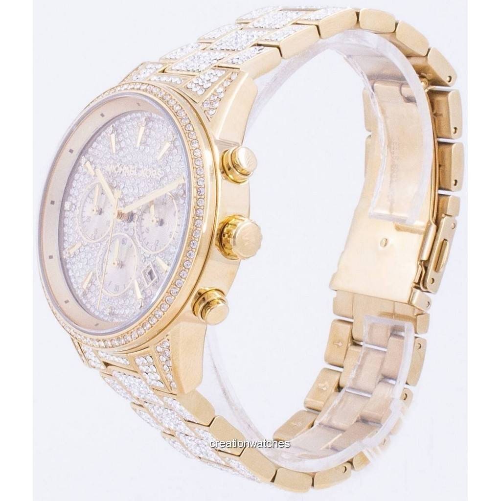 Michael Kors Ritz MK6747 Ladies' Crystal Pavé Chronograph Watch, Gold, 41 mm – photo 2