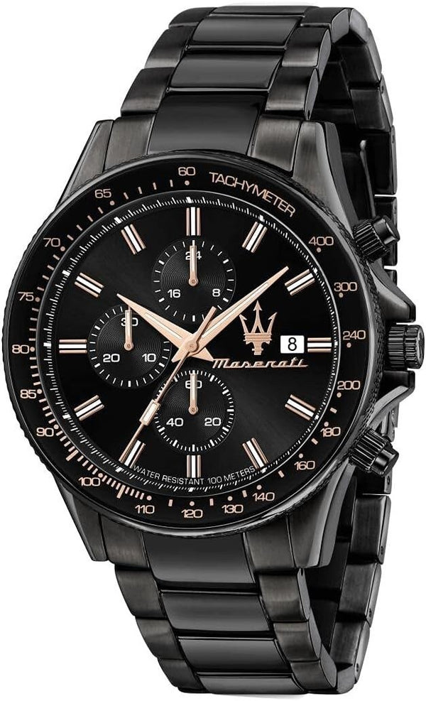Maserati Sfida R8873640011 Men's Chronograph Watch – Black & Rose Gold, 44 mm