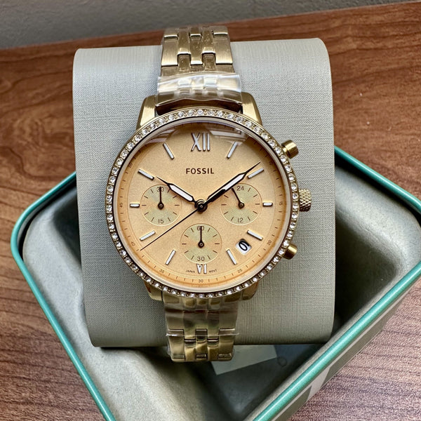 Fossil Neutra ES5219 Women's Chronograph Watch – Gold & Crystal, 36 mm