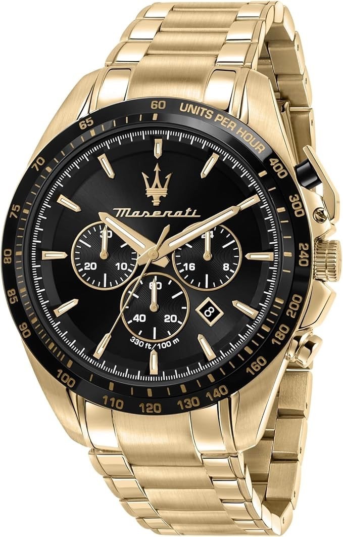 Maserati Traguardo R8873612041 Chronograph Watch, Black Dial & Gold, 45 mm – photo 1