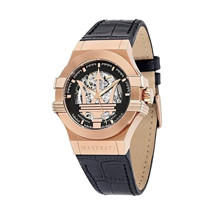 Maserati Potenza R8821108002 Men's Automatic Watch, Rose Gold & Black Leather, 42 mm – photo 2