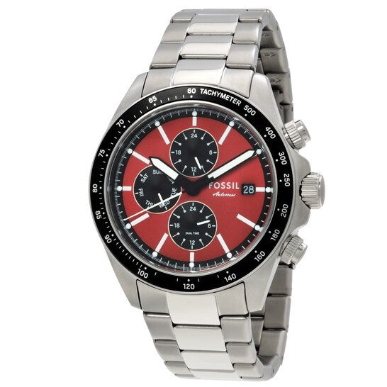 Fossil Autocross BQ2895 Men's Multifunction Watch – Red Dial & Steel