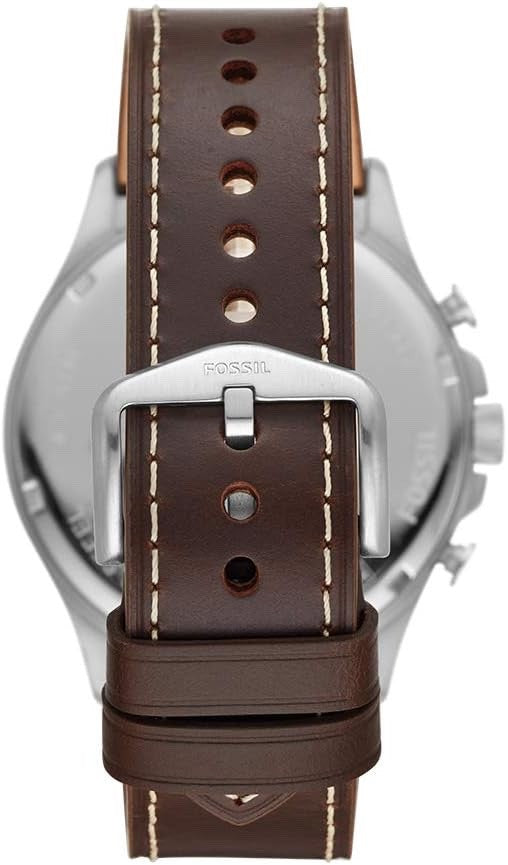 Fossil Forrester FS5696 Men's Chronograph Watch, Cream Dial & Leather, 46 mm – photo 3